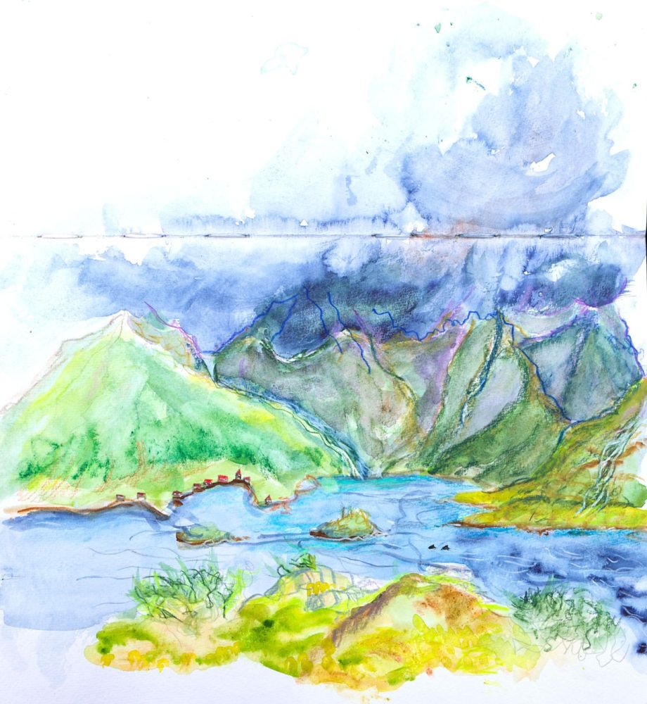 Aquarelle d'un fjord