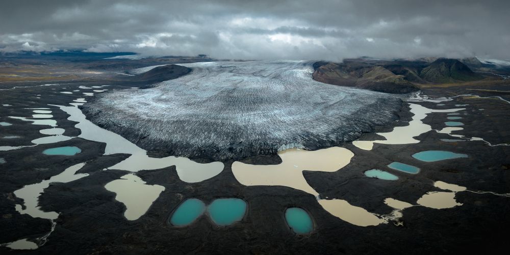 La lagune glaciaire vue du ciel