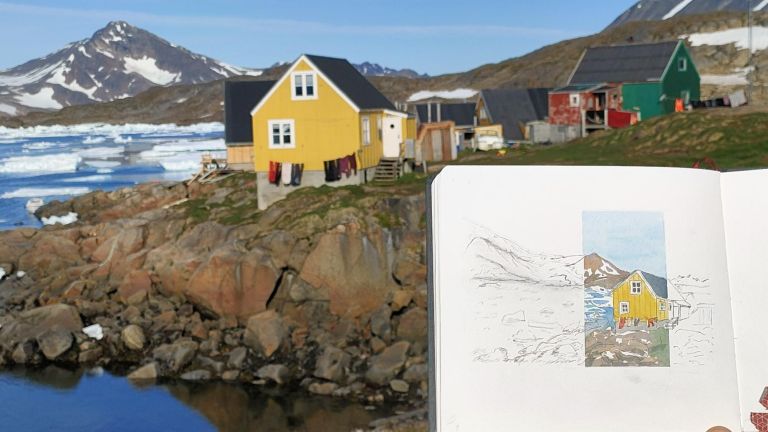 Groenland - Carnet de voyage, aquarelles et randonnées parmi les Icebergs du fjord Sermilik
